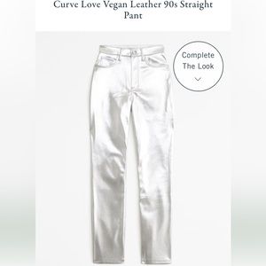 Abercrombie & Fitch Curve Love Vegan Leather Silver Pants